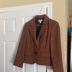 Talbots Red and Black Checkered Blazer